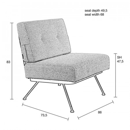 Fauteuil vintage années 60 tissu blanc - Bowie