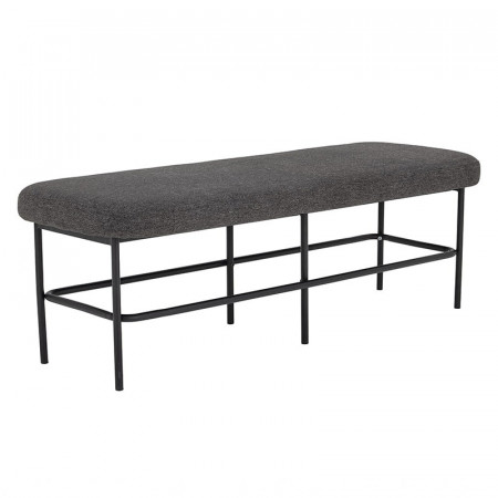 Banc en tissu gris et métal noir - Farell 