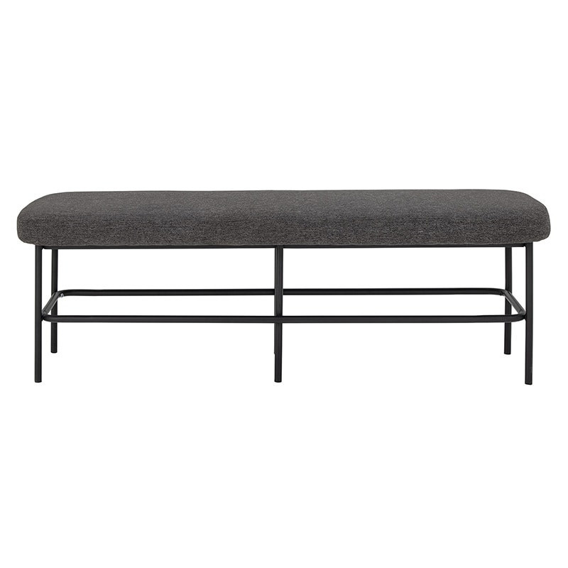 Banc en tissu gris et métal noir - Farell 