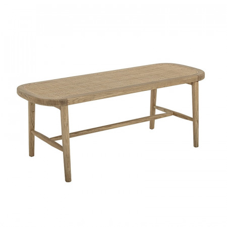 Petit banc en bois et rotin - Rauke 