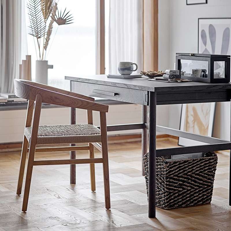 Bureau en bois foncé avec tiroir - Wells 