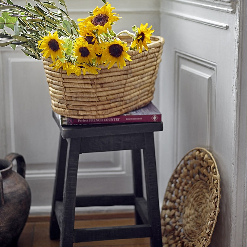 Tabouret en bois recyclé noir - Lynge 