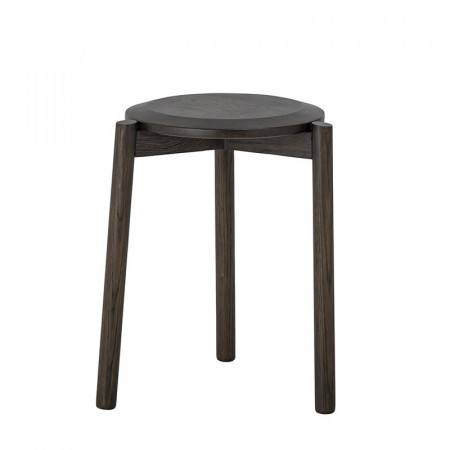 Tabouret rond scandinave chêne brun - Gil 