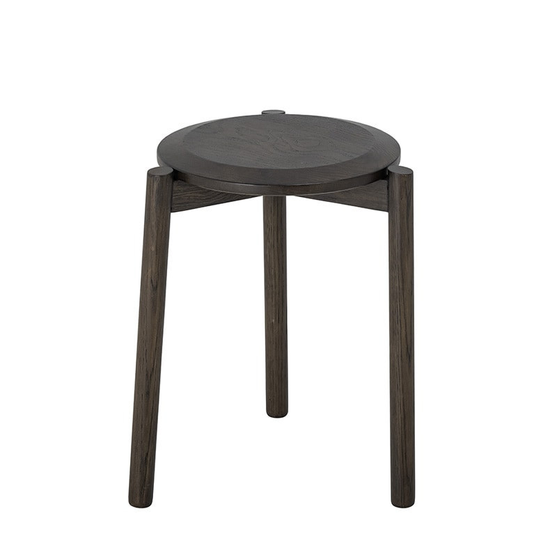 Tabouret rond scandinave chêne brun - Gil 