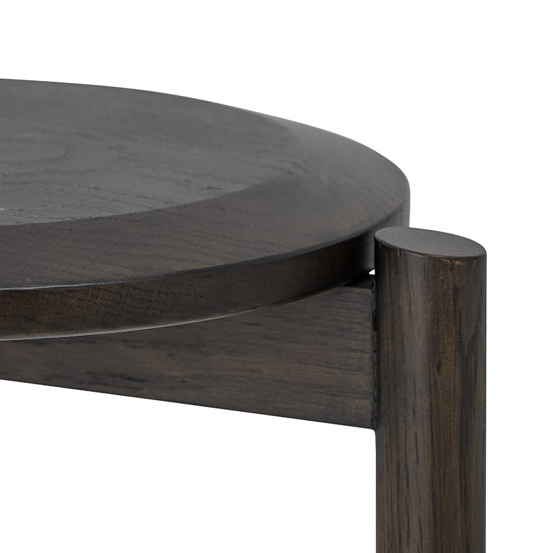 Tabouret rond scandinave chêne brun - Gil 