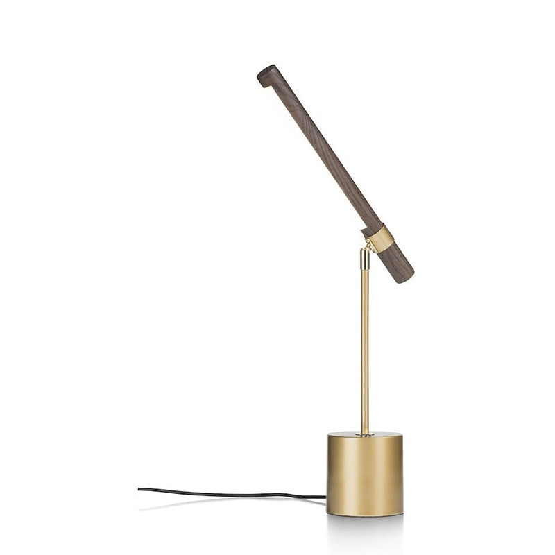 Lampe de bureau vintage bois et métal doré - Duna