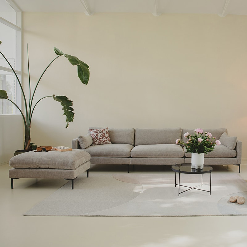 Grand canapé tissu beige contemporain 4 places - Summer