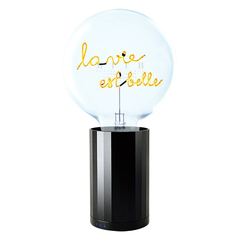 Ampoule décorative led LA VIE EST BELLE et socle - CDC Design