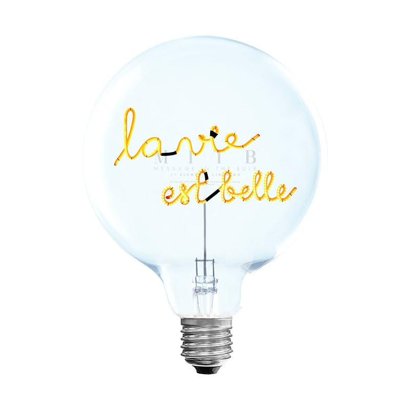 Ampoule décorative led et socle noir sans fil - La vie est belle 