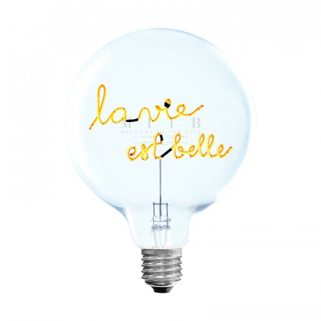 Ampoule décorative led et socle noir sans fil - La vie est belle 