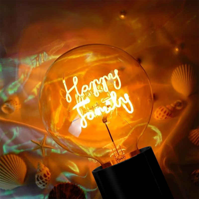 Ampoule led décorative avec socle noir sans fil - Happy Family