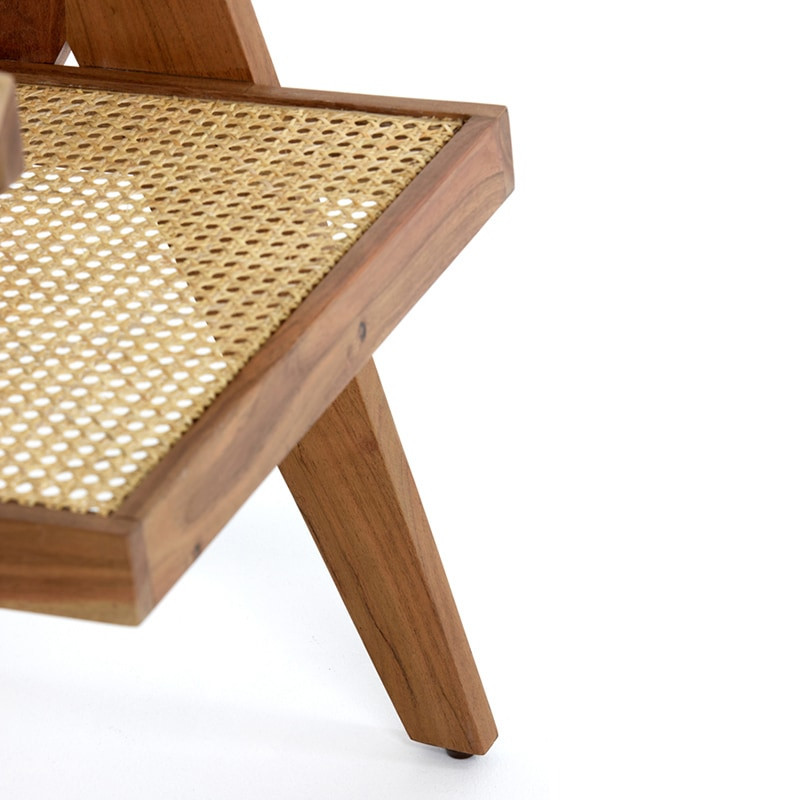 Chaise avec accoudoirs en bois et cannage rotin naturel - Vint 