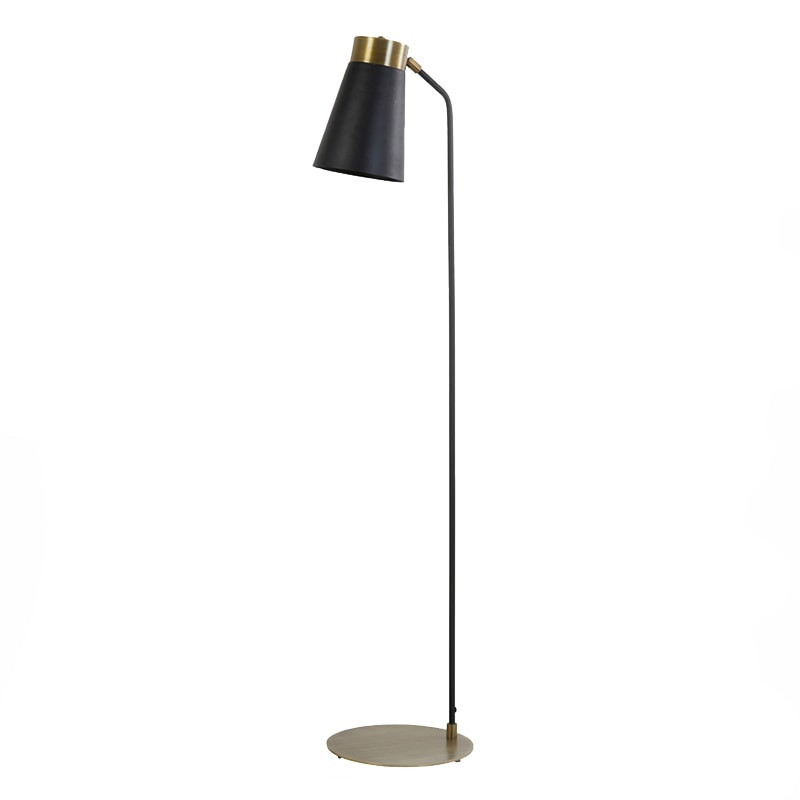 Lampadaire design salon en métal noir mat et doré - Braj 