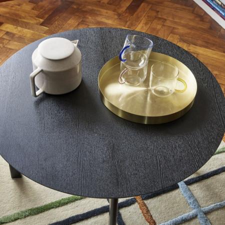 Table basse ronde noire en bois design - Fjord 