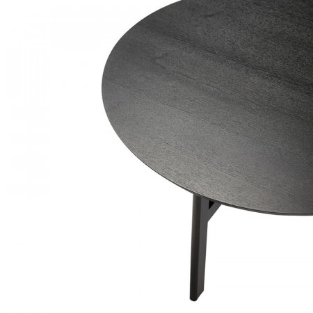 Table basse ronde noire en bois design - Fjord 