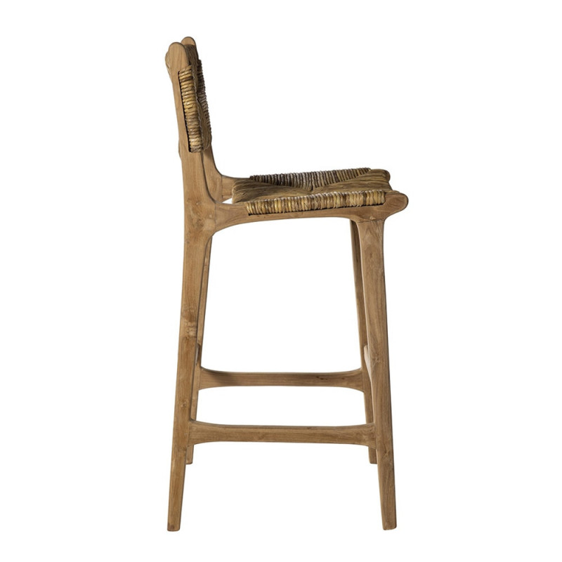 Tabouret de bar en bois et paille design - CRETI