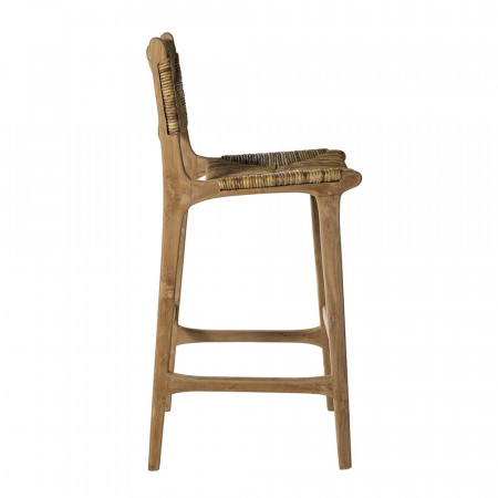 Tabouret de bar en bois et paille design - CRETI