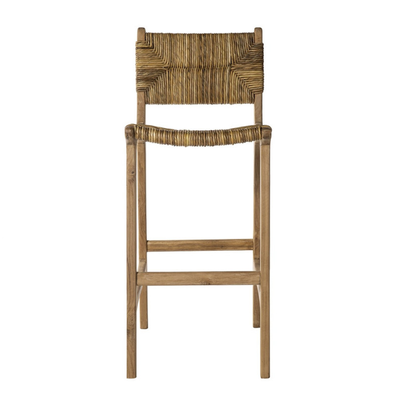 Tabouret de bar en bois et paille design - CRETI