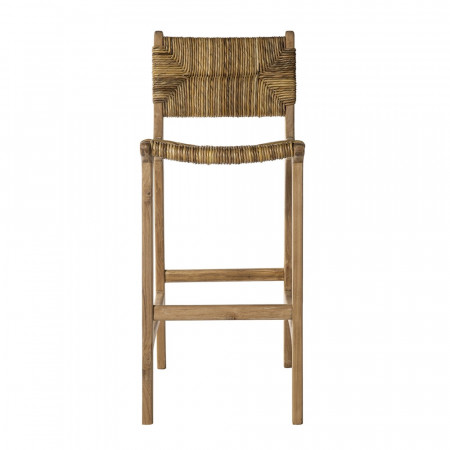 Tabouret de bar en bois et paille design - CRETI