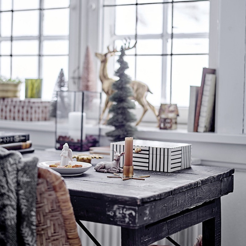 Boîte de rangement en bois avec motif noir et blanc - Neoma 