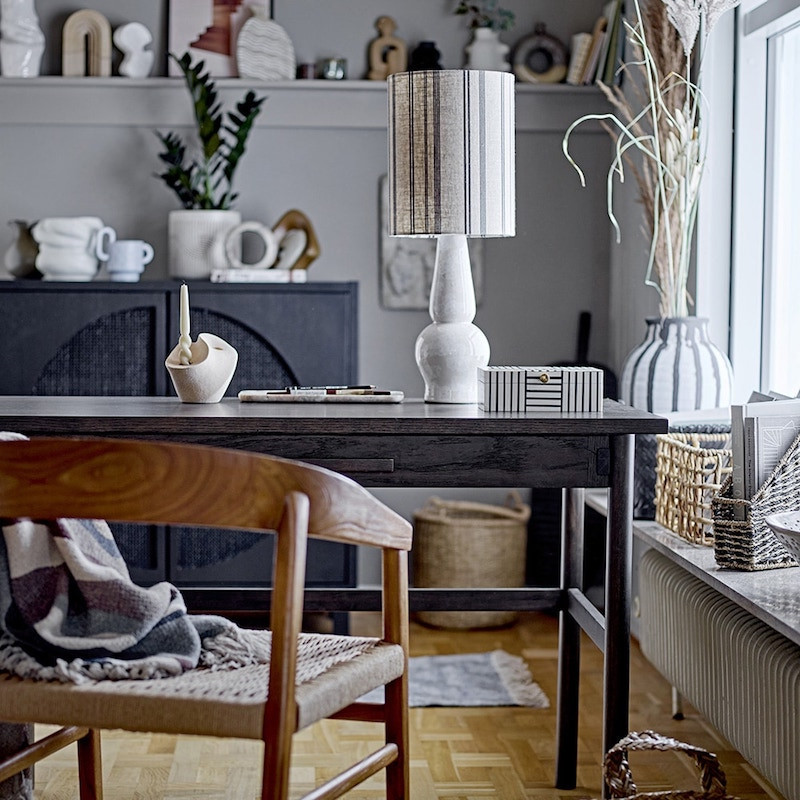 Boîte de rangement en bois avec motif noir et blanc - Neoma 