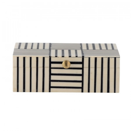 Boîte de rangement en bois avec motif noir et blanc - Neoma 
