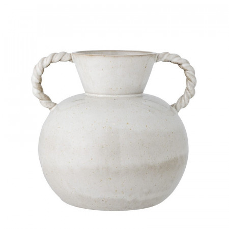 Vase blanc en grès avec anses tressées - Semira 