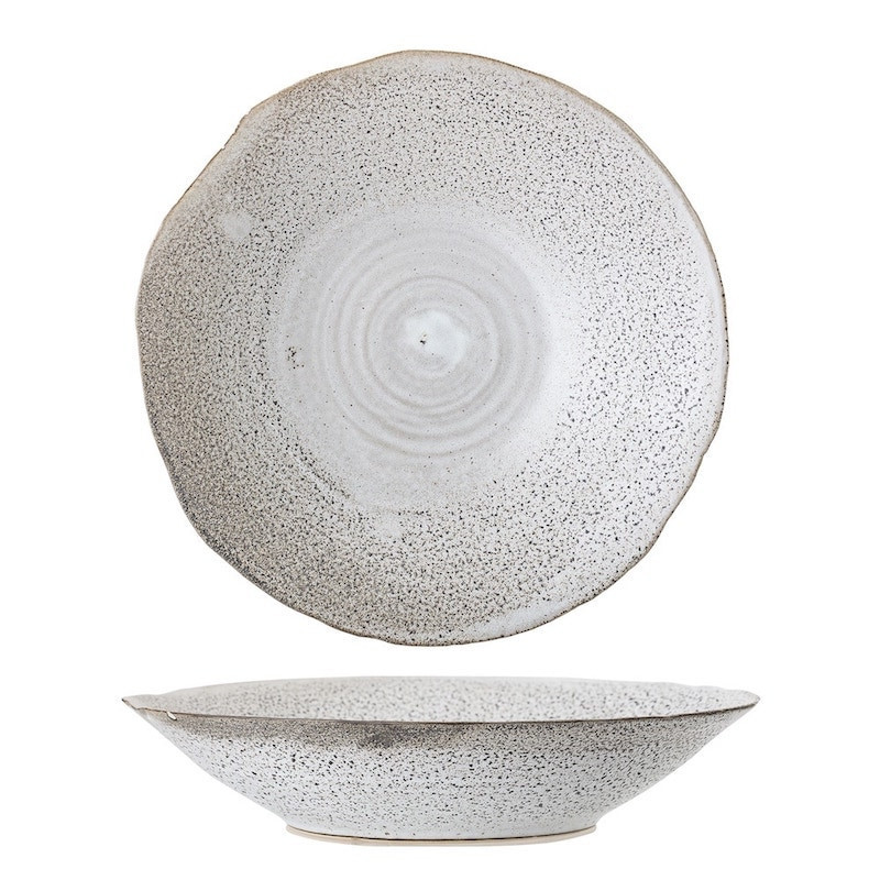 Plat de service fait main en grès nature D30cm - Thea 