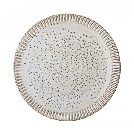 Assiette plate faite main en grès nature D20cm - Thea 