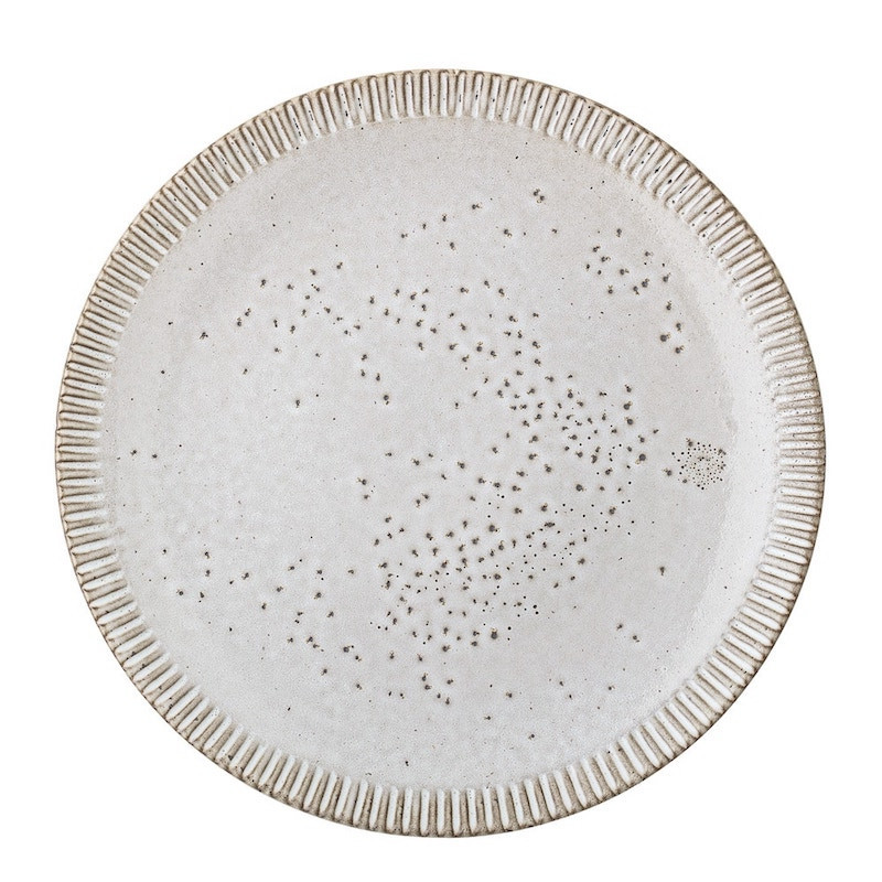 Assiette plate faite main en grès nature D27cm - Thea 