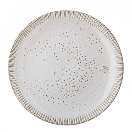 Assiette plate faite main en grès nature D27cm - Thea 