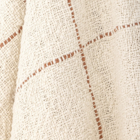 Plaid blanc en coton avec rayures oranges - Iza 