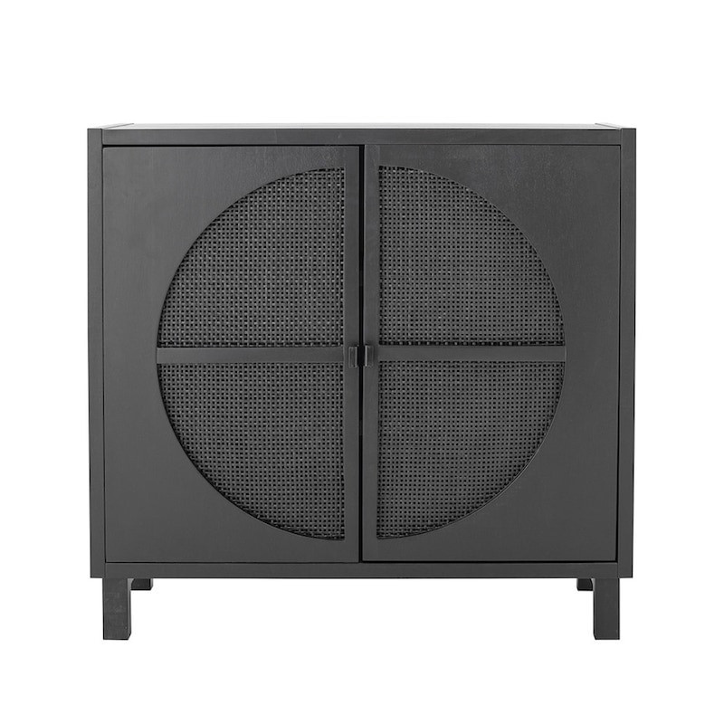 Meuble de rangement noir bois et rotin Coup de Cœur Design