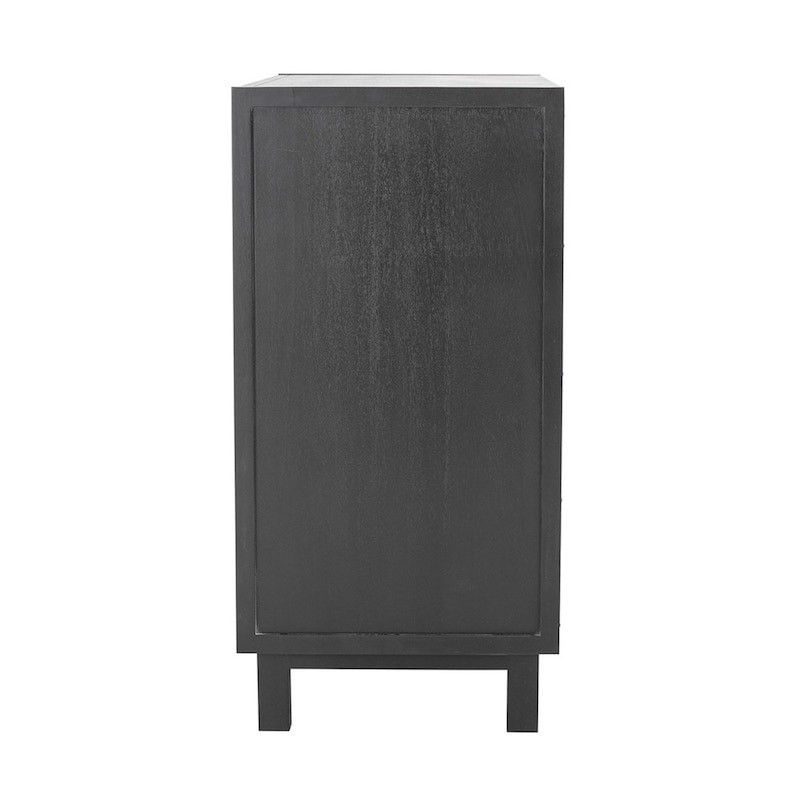 Meuble de rangement noir bois et rotin Coup de Cœur Design