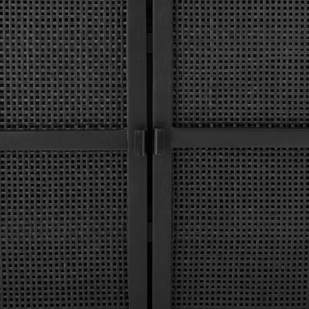 Meuble de rangement noir en bois et porte rotin noir - Trento 