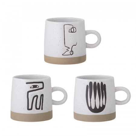 3 mugs en grès gris - Arty 