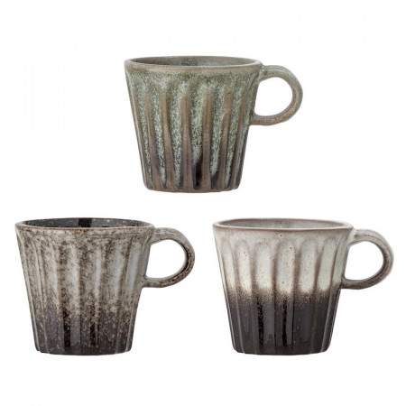 3 mugs en grès marron fait main - Elana 