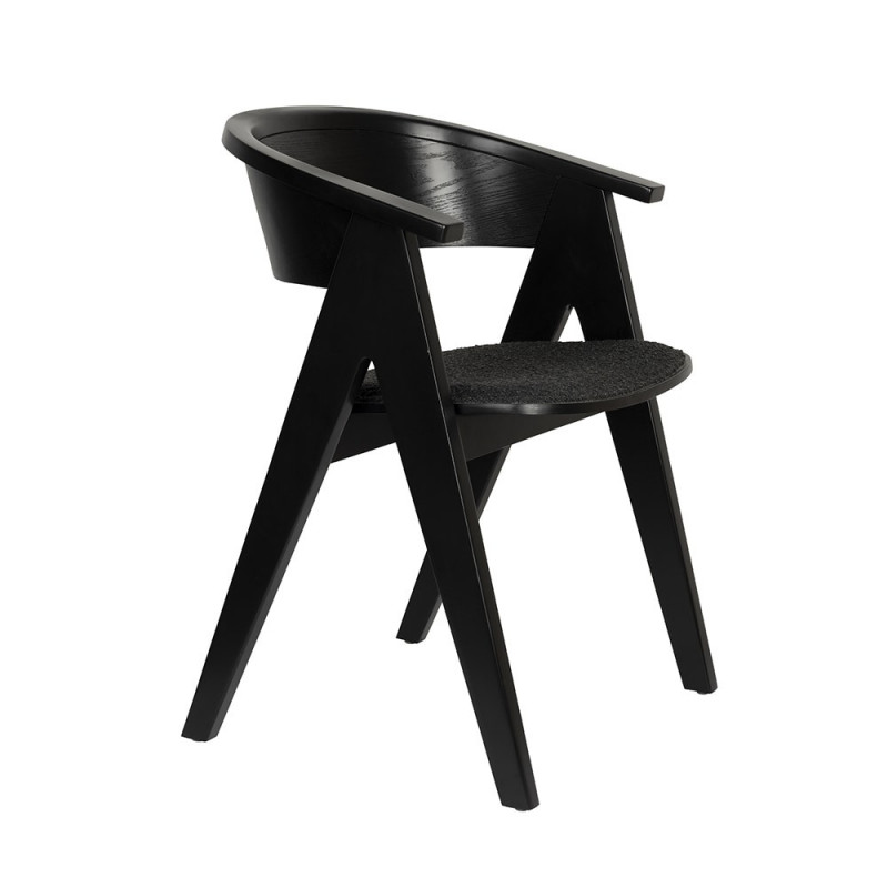 Chaise design noire en bois et assise tissu noir - NDSM 