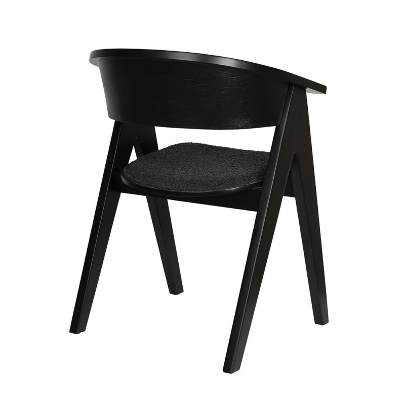 Chaise design noire en bois et assise tissu noir - NDSM 