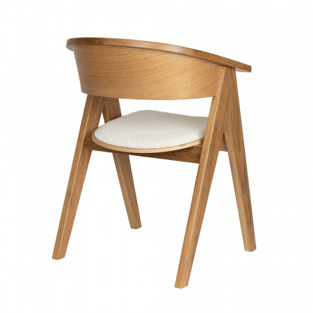Chaise design bois naturel et assise tissu beige - NDSM 
