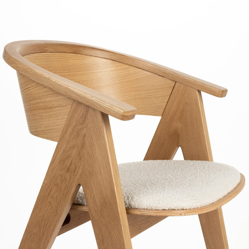 Chaise design bois et tissu beige sur Coup de Cœur Design