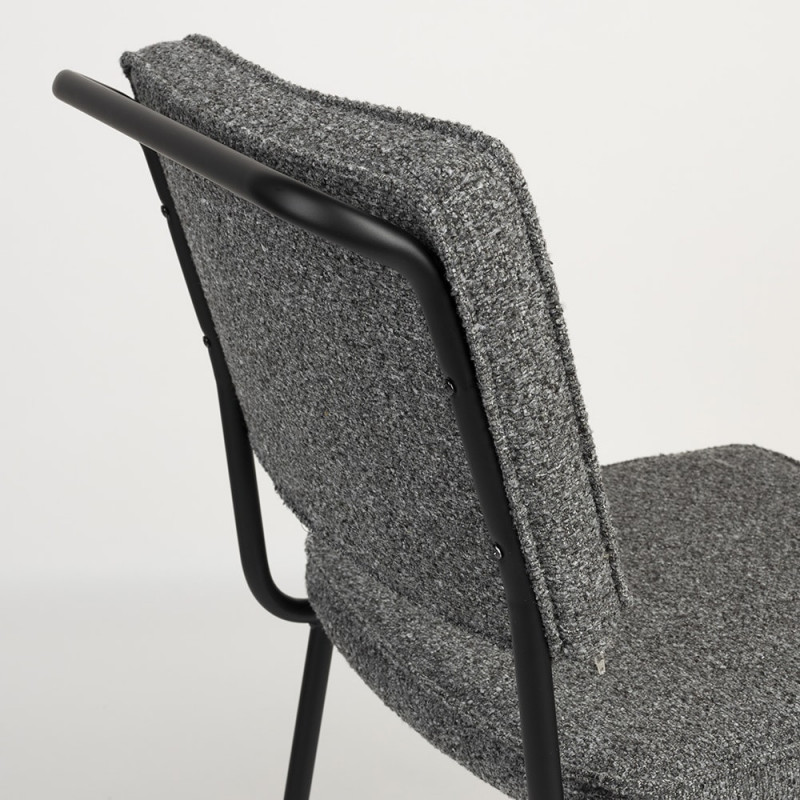Chaise vintage en tissu recyclé gris anthracite - Buddy 