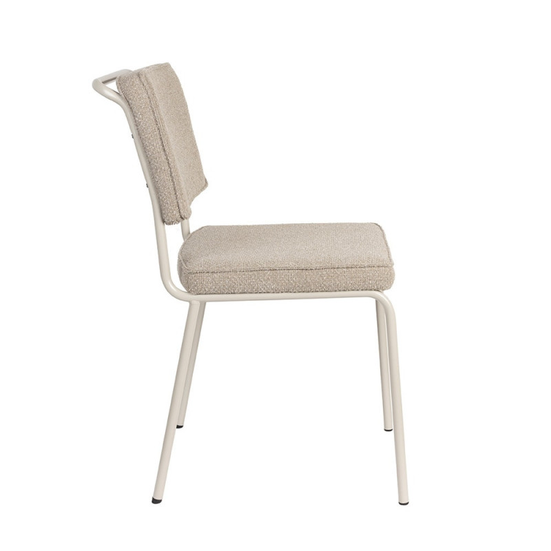 Chaise beige design vintage en tissu recyclé - Buddy 