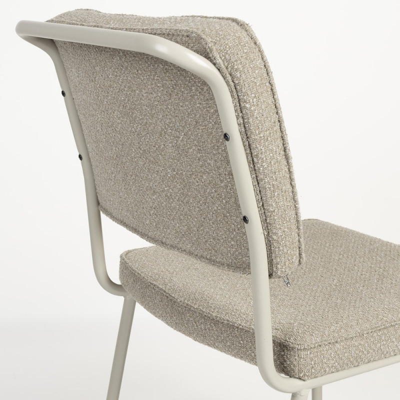 Chaise beige design vintage en tissu recyclé - Buddy 