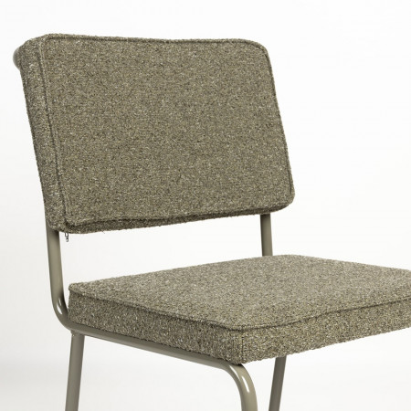 Chaise design vintage en tissu recyclé vert kaki - Buddy 