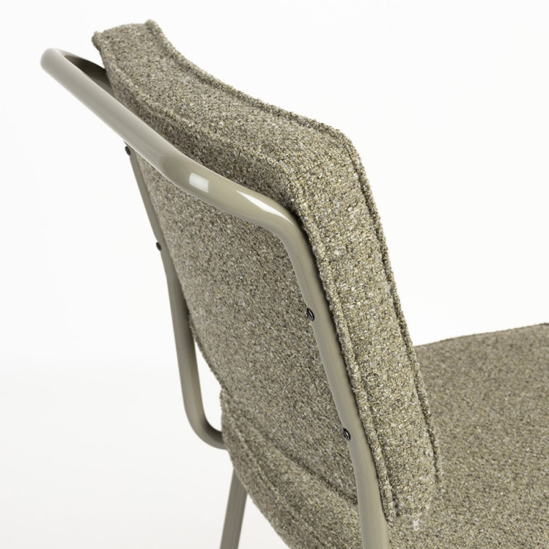 Chaise design vintage en tissu recyclé vert kaki - Buddy 