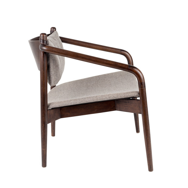 Fauteuil design vintage tissu marron et bois foncé - Torrance 