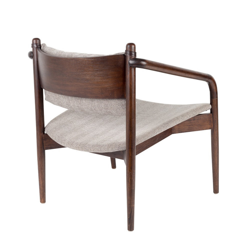 Fauteuil design vintage tissu marron et bois foncé - Torrance 