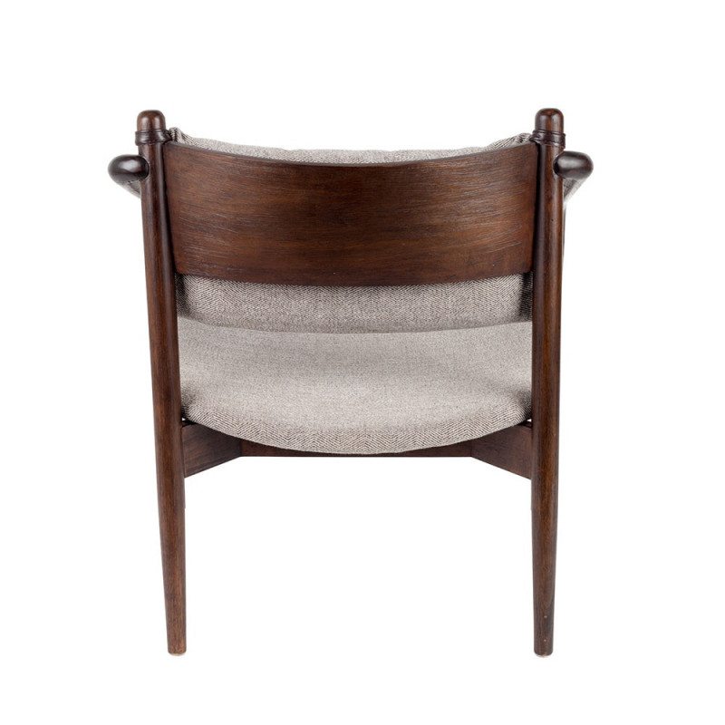 Fauteuil design vintage tissu marron et bois foncé - Torrance 