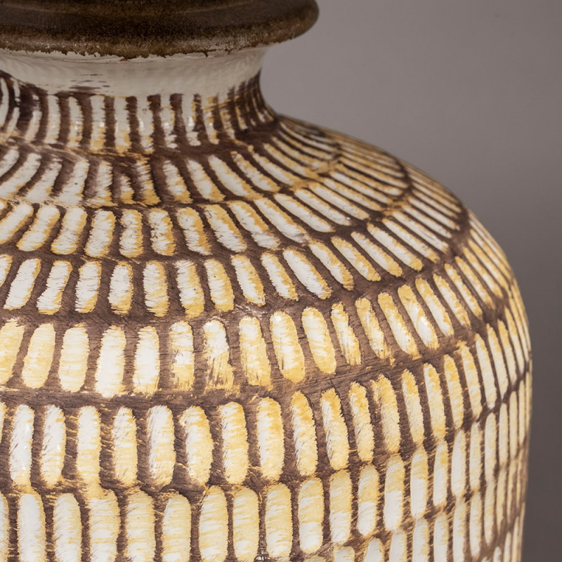 Lampe de table fait main en céramique avec abat-jour en lin - Russel 
